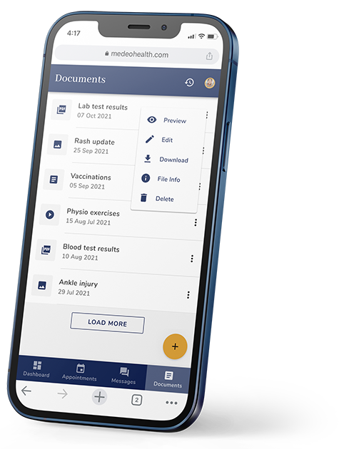 Medeo Plus: Documents phone screen